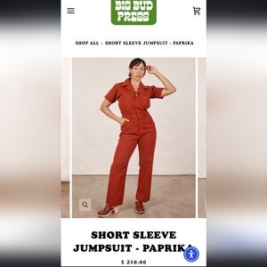 Big Bud Press Paprika Short Sleeve Jumpsuit Small